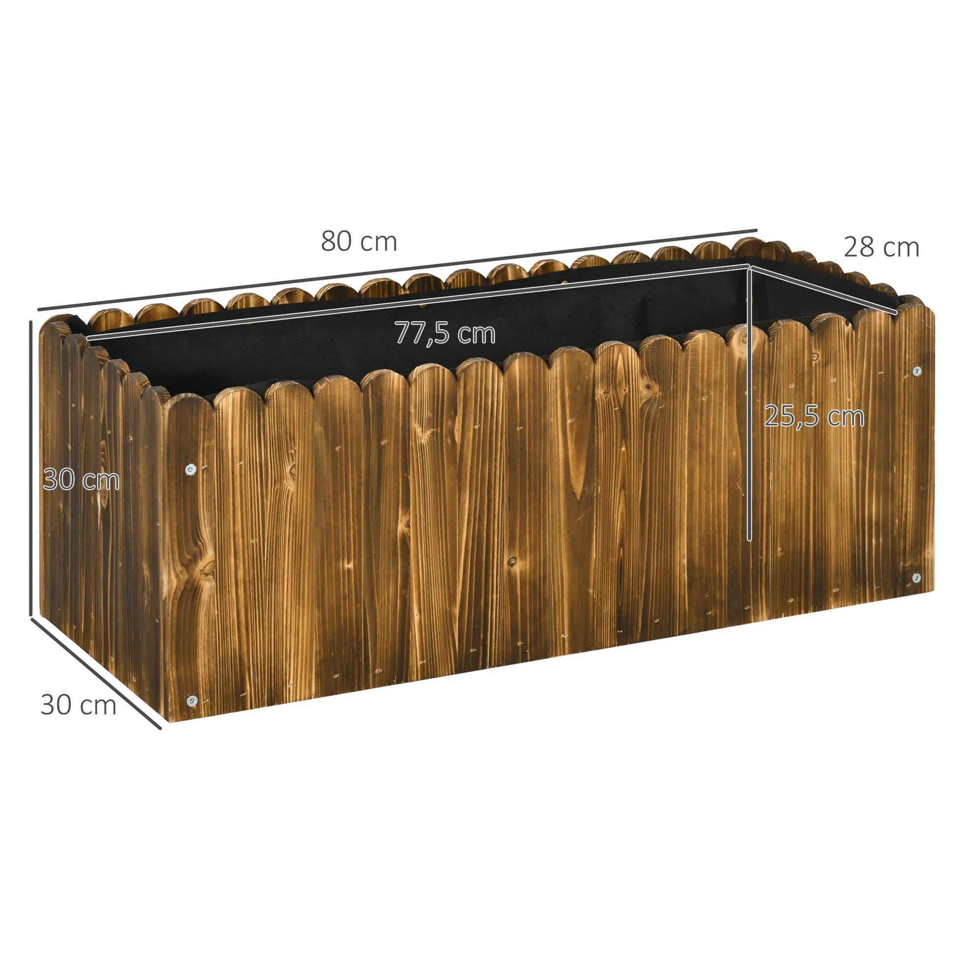 Outsunny Jardinera De Madera Rectangular Con Orificio De Drenaje 80x30x30 Cm_2