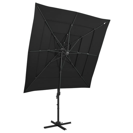 Vidaxl Sombrilla De Jardín 4 Niveles Palo De Aluminio Negro 250x250 Cm_0