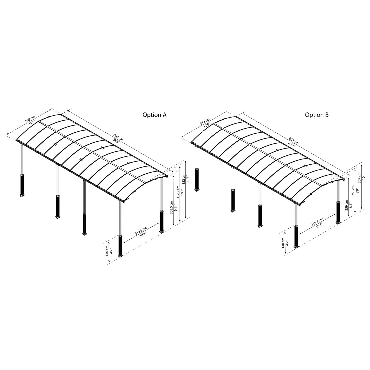 Cochera Carport Alpine 863x360 cm Canopia by Palram