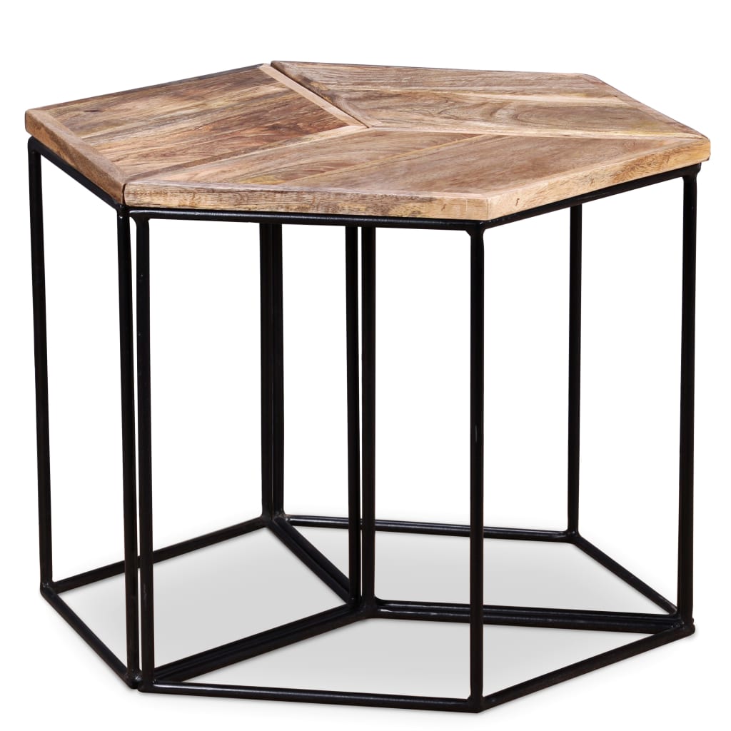 Mesa De Centro De Madera Maciza De Mango 56x48x40 Cm_1