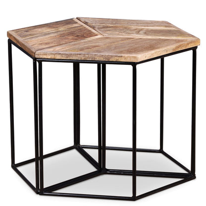 Mesa De Centro De Madera Maciza De Mango 56x48x40 Cm_1