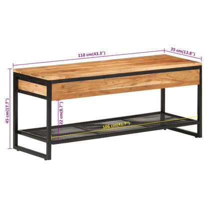 Banco Zapatero De Madera Maciza De Acacia Y Hierro 110x35x45 Cm / Vetonek_5