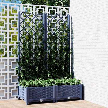 Jardinera De Jardín Con Enrejado Azul Grisáceo 80x40x121,5 Cm Pp_1