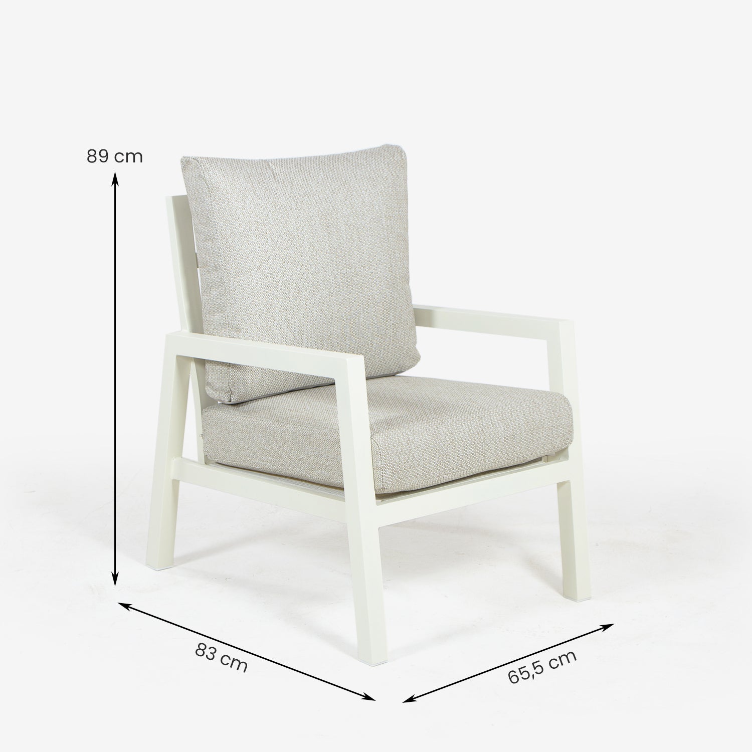 Conjunto De Sofás Para Jardín, Sofá 3 Plazas, Aluminio, Color Blanco Envejecido, Mesa:120x60x45cm Sillón:83x65,5x89 Cm Sofá:180x83x89 Cm Alto_1