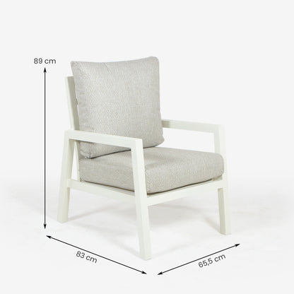 Conjunto De Sofás Para Jardín, Sofá 3 Plazas, Aluminio, Color Blanco Envejecido, Mesa:120x60x45cm Sillón:83x65,5x89 Cm Sofá:180x83x89 Cm Alto_1