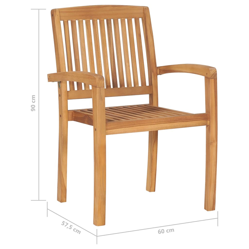 Vidaxl Sillas De Jardín Apilables 6 Uds Madera De Teca Con Cojines_2