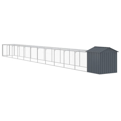 Vidaxl Jaula Gallinas Con Corral Acero Galvanizado Gris 117x1221x123cm_4