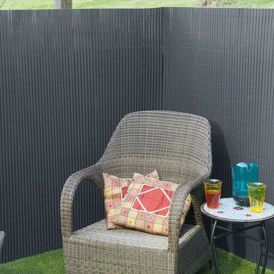 Nature Valla Ocultación Jardín Doble Cara Pvc Gris Antracita 1,5x3 M / Vetonek_0