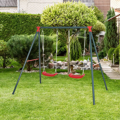 Outsunny Columpio Infantil Con 2 Asientos Cuerda Ajustable 4 Anclajes Máx. 40kg_1