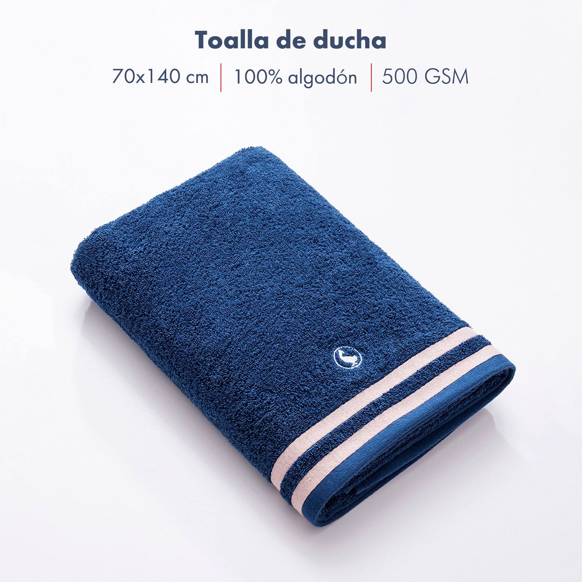 Toalla De Ducha En Azul Marino 70x140 100% Algodón 500gsm El Ganso