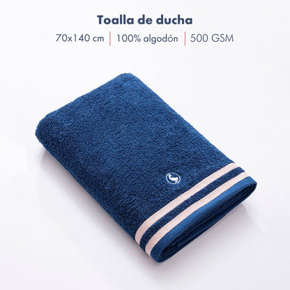 Toalla De Ducha En Azul Marino 70x140 100% Algodón 500gsm El Ganso