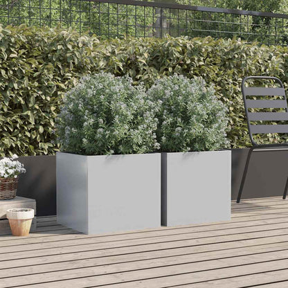 Jardineras 2 Unidades Acero Galvanizado Plateado 42x40x39 Cm_2