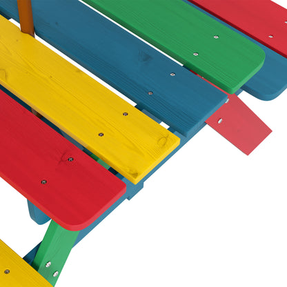 Outsunny Mesa De Picnic Para Niños Con Sombrilla 85,5x75x142,5 Cm Multicolor_3