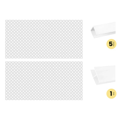 Pack Instalación Horizontal 2 Celosías Pvc 18 Mm Blanco Con Perfiles Y Unión 1x2 M_0