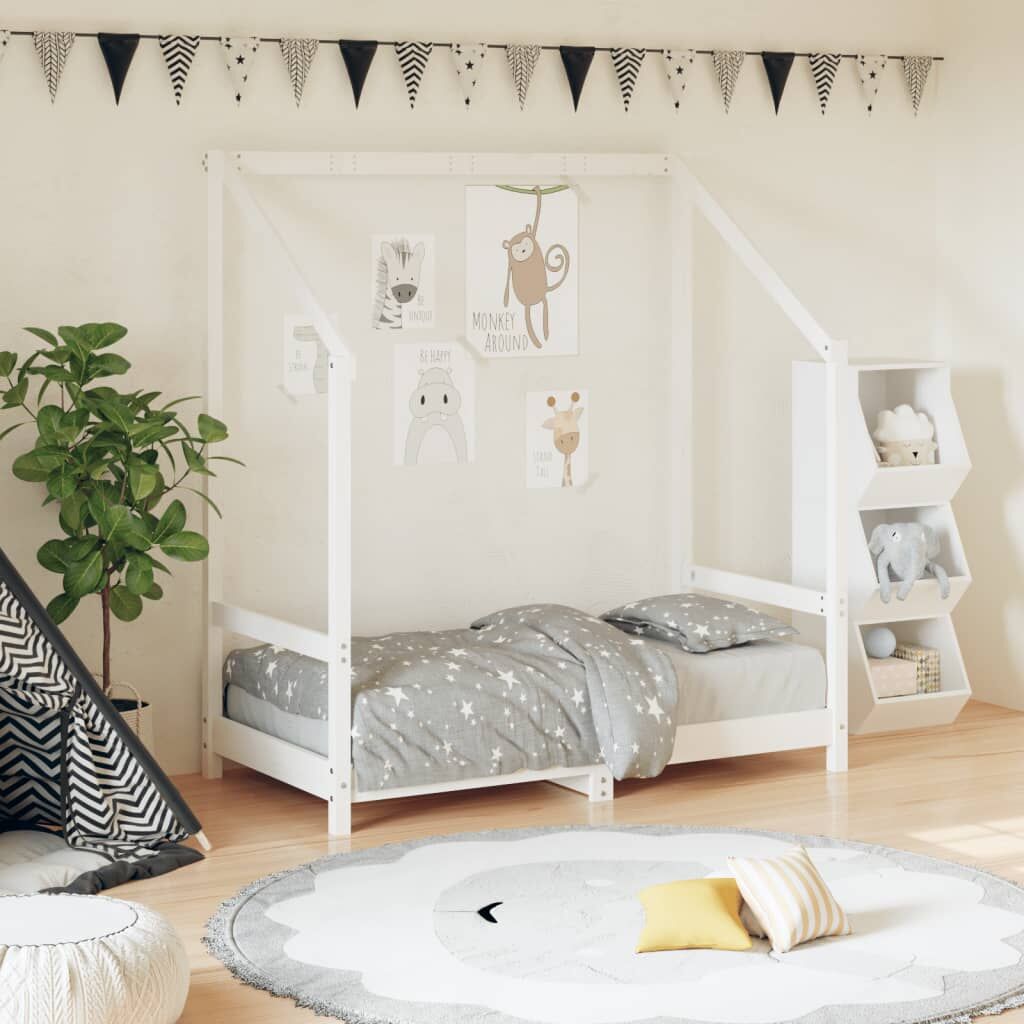 Vidaxl Estructura De Cama Para Niños Madera De Pino Blanco 70x140 Cm_1