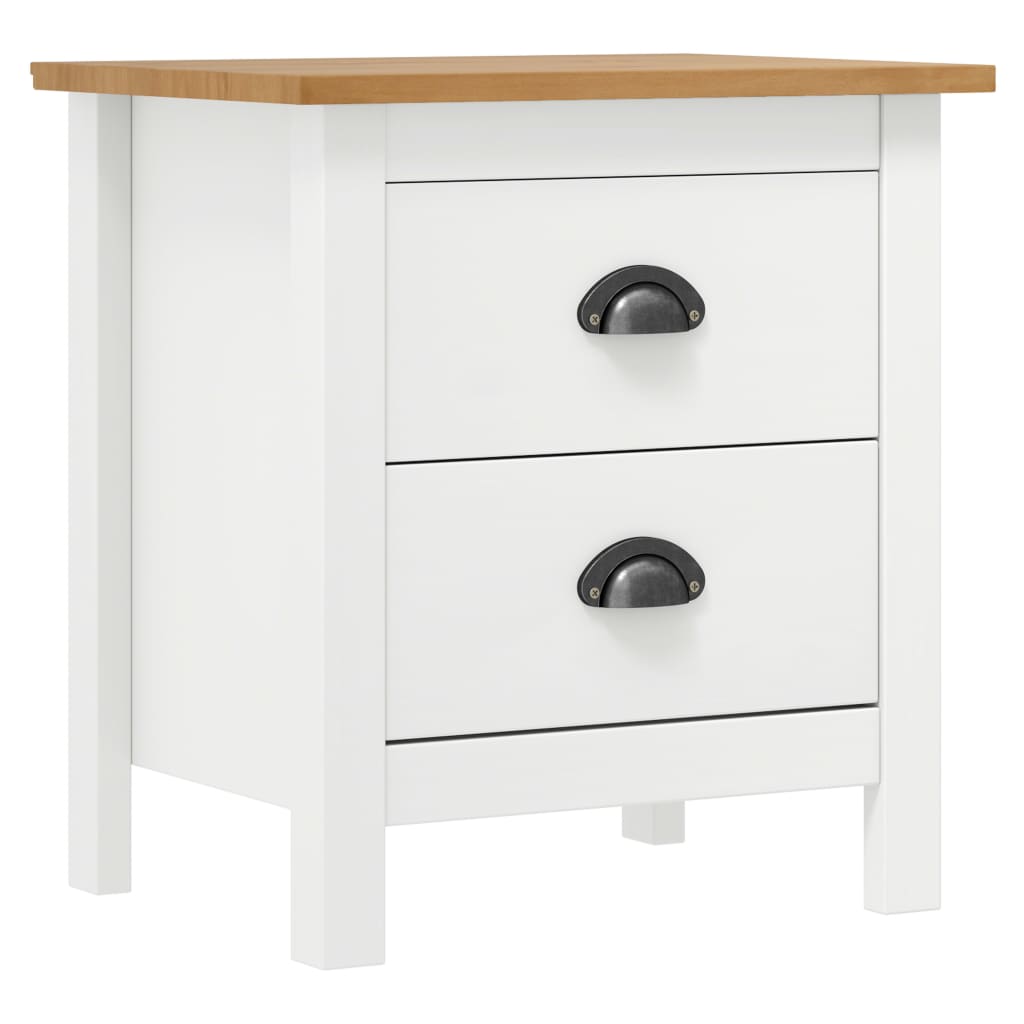 Mesita Noche Hill 2uds Madera Maciza Pino Blanco 46x35x49,5 Cm_0