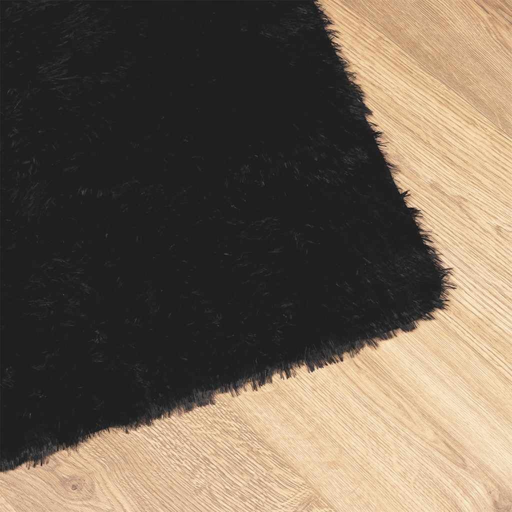 Vidaxl Alfombra Peluda De Pelo Largo Navarra Negra 160x160cm Poliéster_3