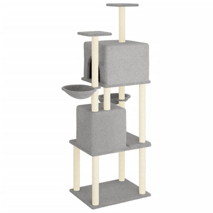 Vidaxl Rascador Para Gatos Con Postes De Sisal Gris Claro 180 Cm_4