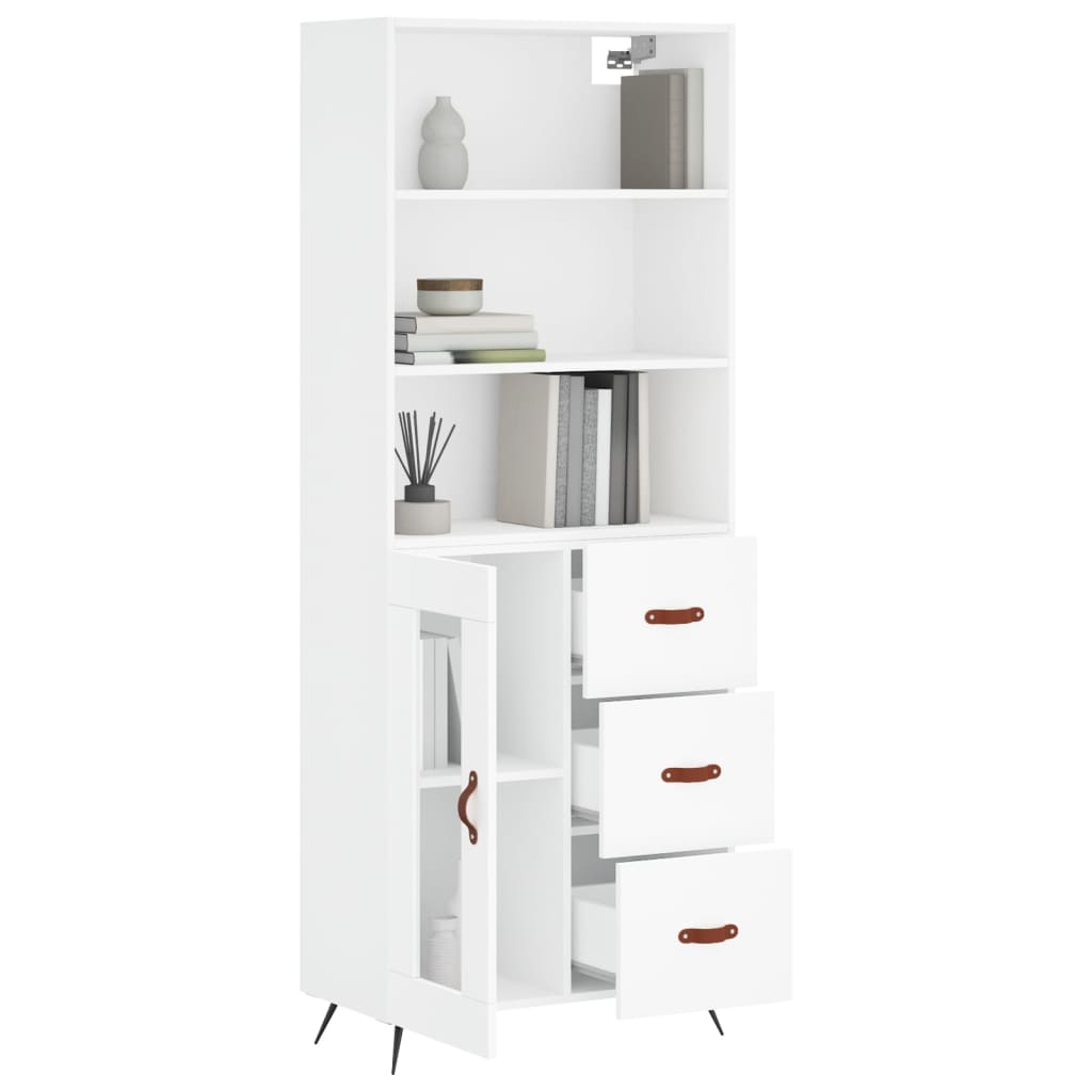 Aparador Alto Madera Contrachapada Blanco 69,5x34x180 Cm_2