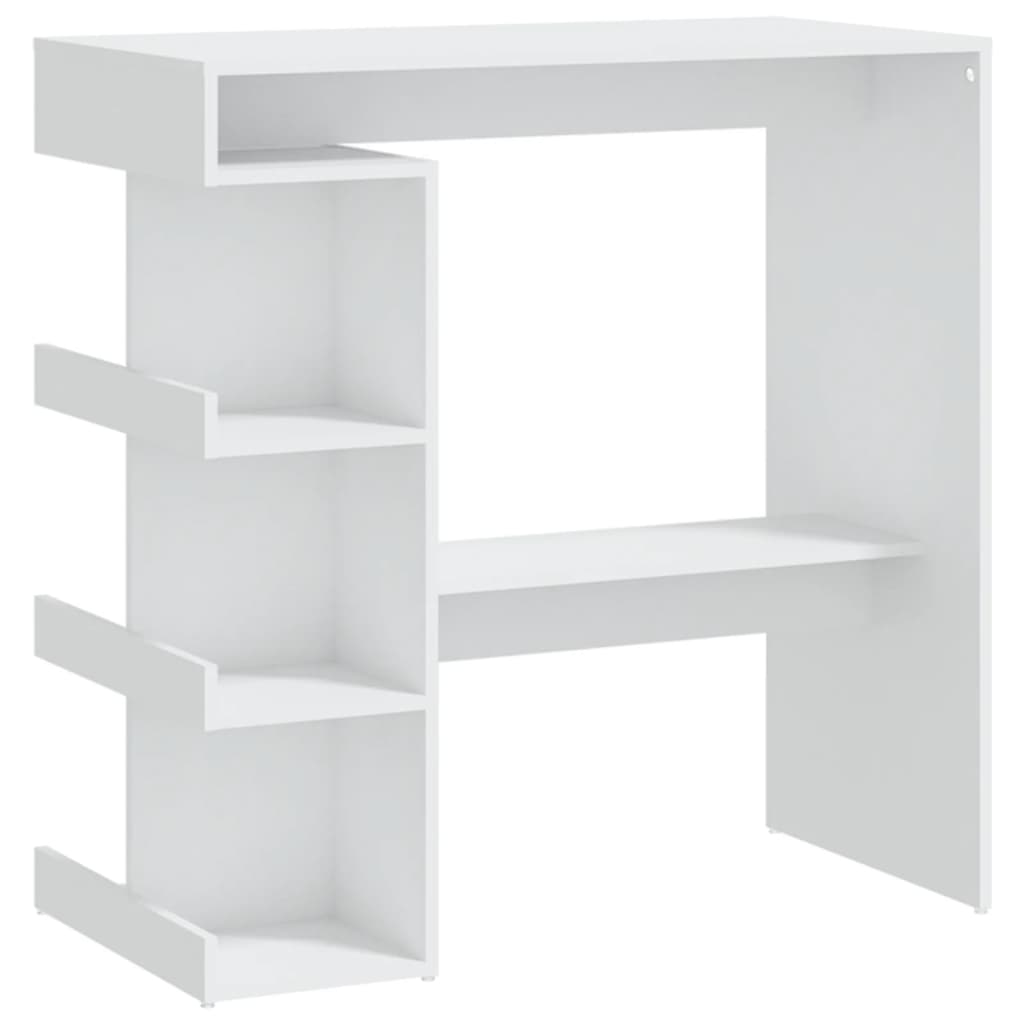 Mesa Bar Estante Almacenaje Contrachapada Blanco 100x50x101,5cm_0