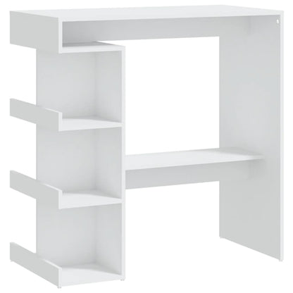 Mesa Bar Estante Almacenaje Contrachapada Blanco 100x50x101,5cm_0