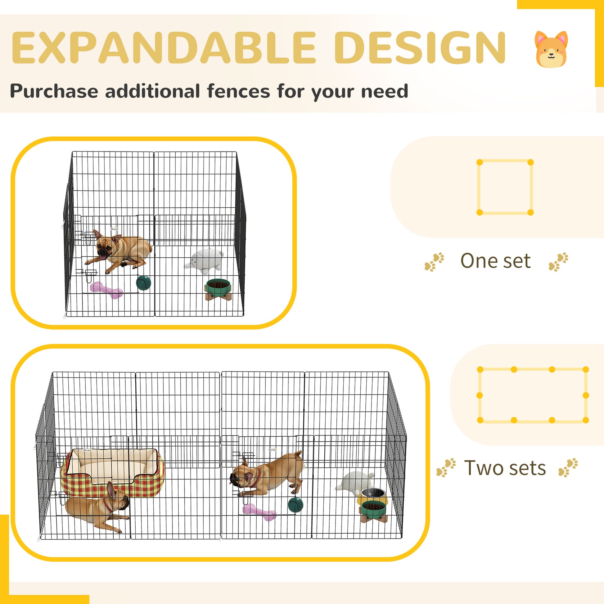 Pawhut Parque Para Perros De 8 Paneles 76x61 Cm Con Doble Cerradura Negro_3
