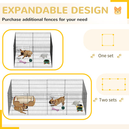 Pawhut Parque Para Perros De 8 Paneles 76x61 Cm Con Doble Cerradura Negro_3