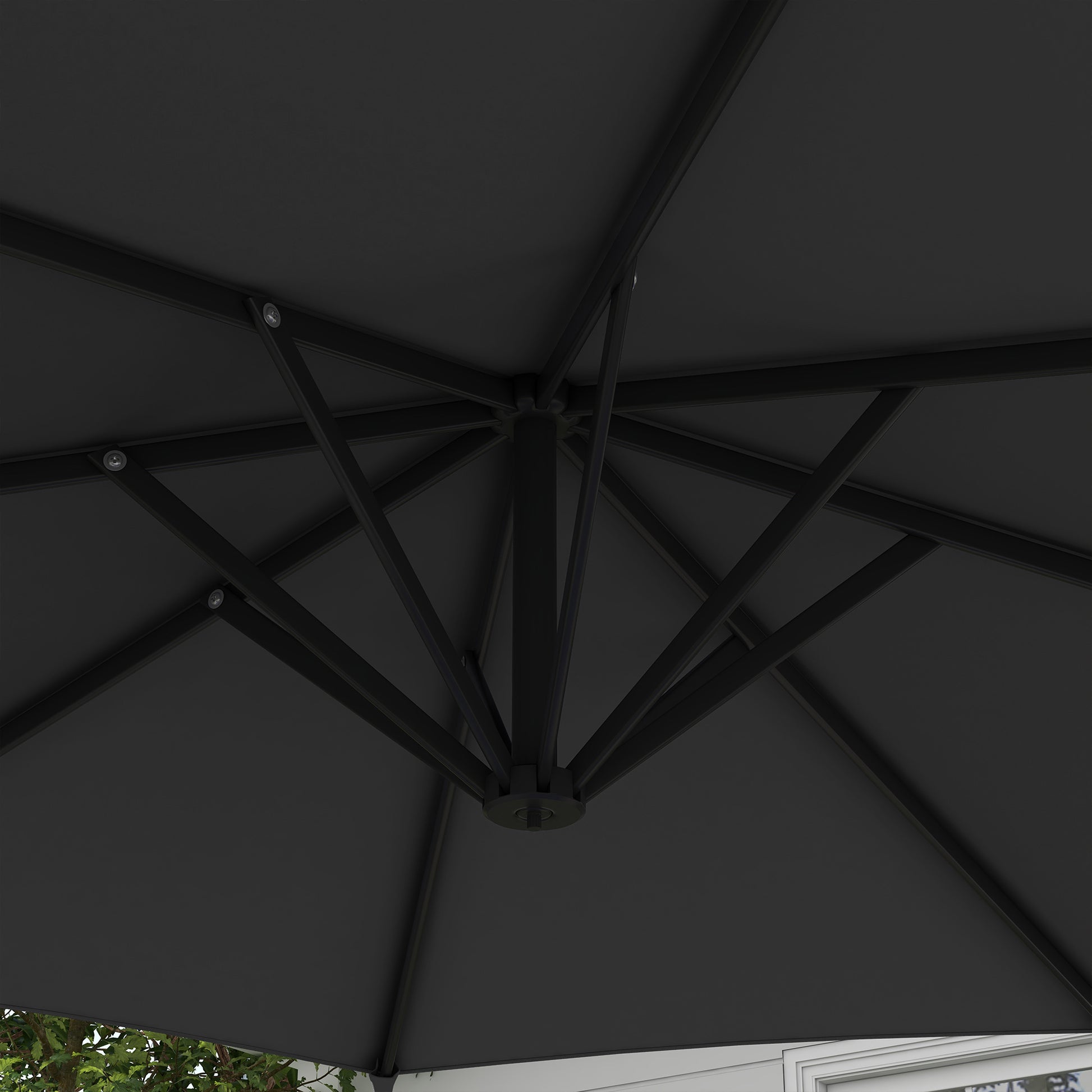 Outsunny Sombrilla De Jardín 3x3 M Giratorio Con Manivela Manual Gris Oscuro_3