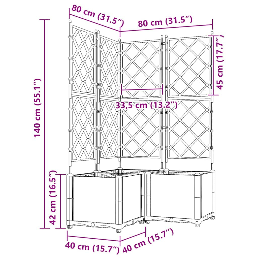 Vidaxl Maceta De Jardín Con Enrejado 3 Pcs Marrón 80 X 80 X 143 Cm Pp_2