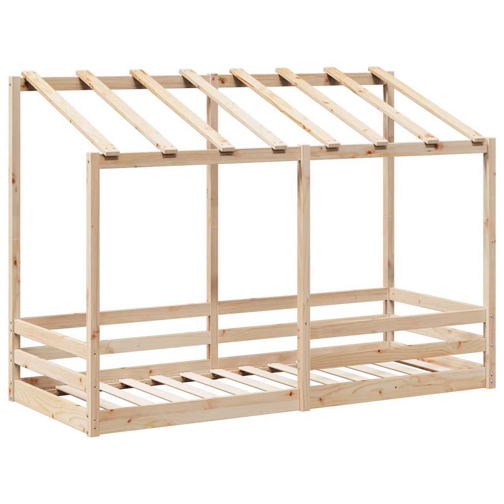 Cama Infantil Con Techo Madera Maciza Pino 75x190 Cm_2