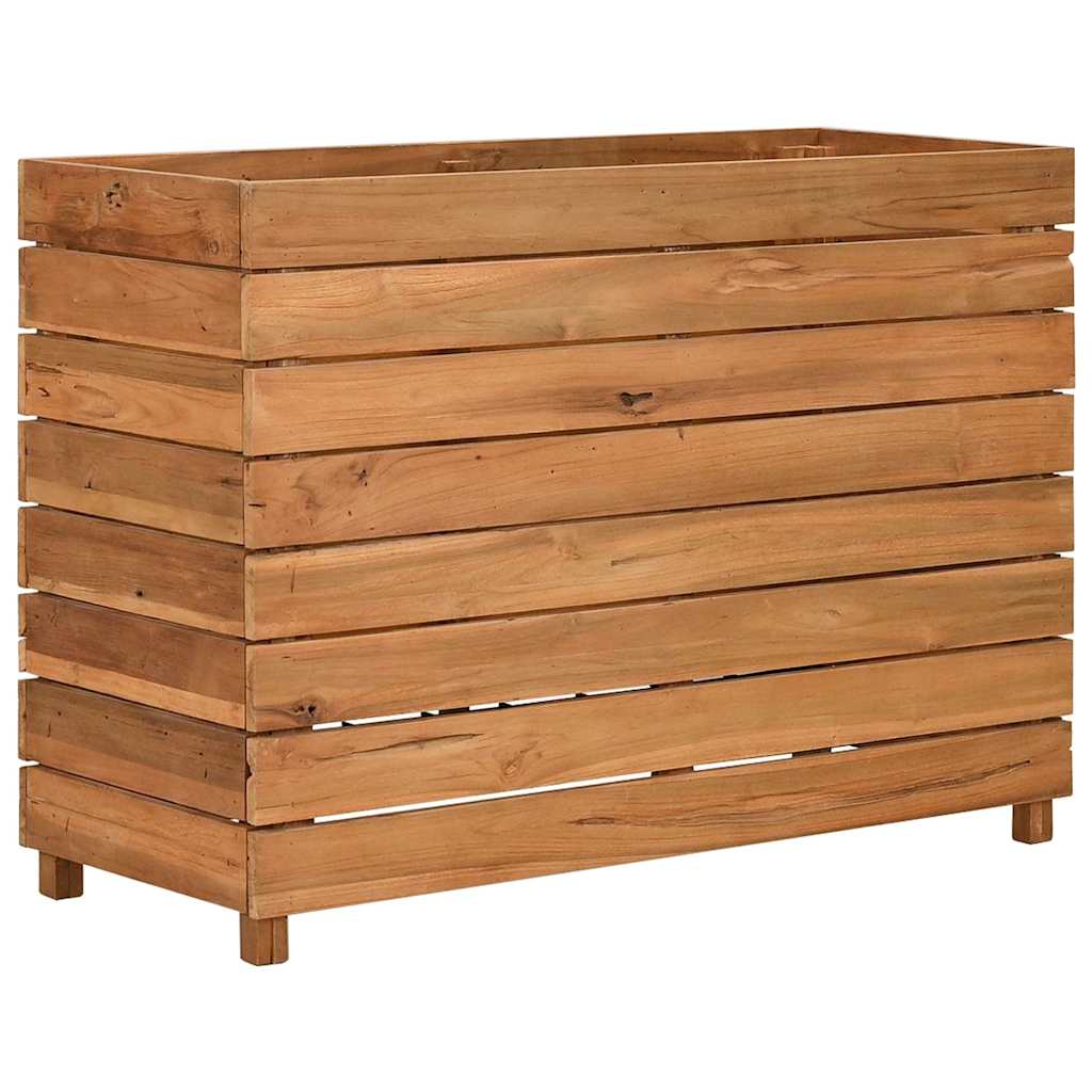 Arriate Elevado Madera De Teca Reciclada Y Acero 100x40x72 Cm_0