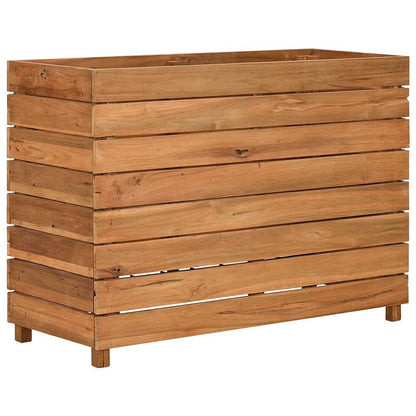 Arriate Elevado Madera De Teca Reciclada Y Acero 100x40x72 Cm_0
