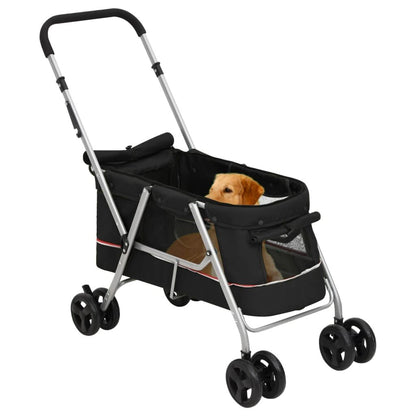 Vidaxl Cochecito Para Perros Plegable Tela Lino Negro 100x49x96 Cm_1