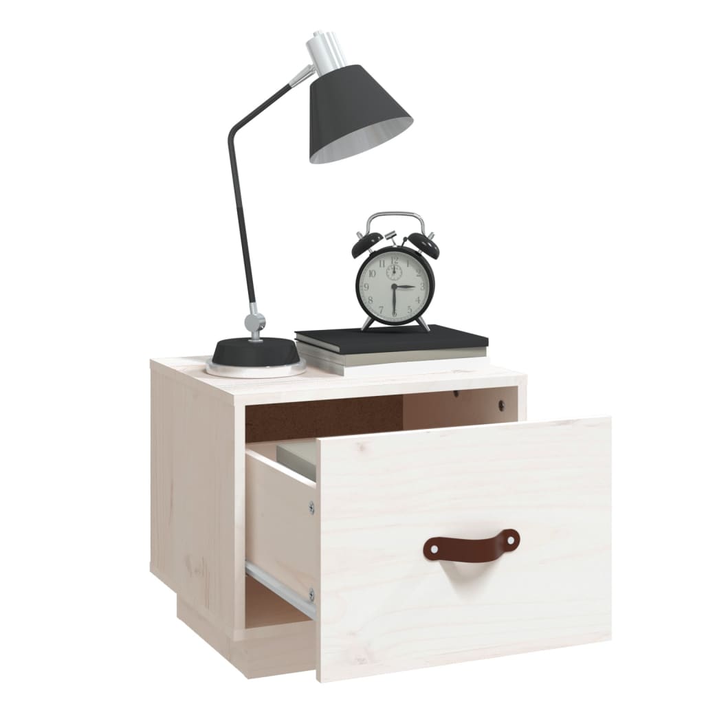 Mesita De Noche Madera Maciza De Pino Blanco 40x34x35 Cm_2