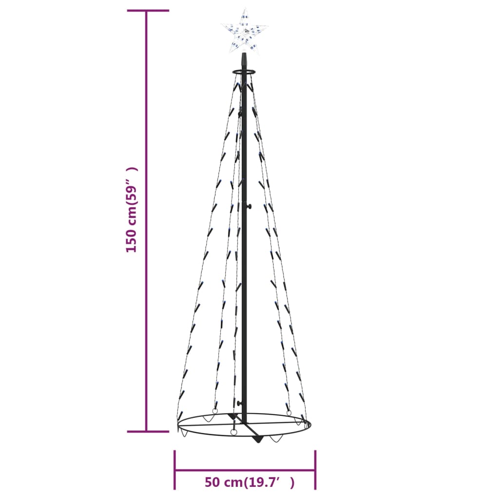Árbol Cono De Navidad 84 Leds Decoración Azul 50x150 Cm / Vetonek_1