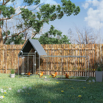 Pawhut Gallinero Exterior Grande 3,02x1,07x1,72m Acero Galvanizado Con Cerradura_1