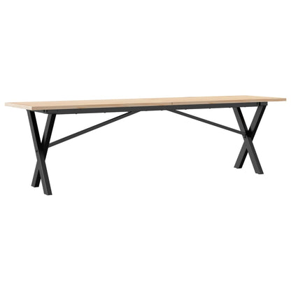Mesa De Centro Marco X Madera Maciza Pino Y Acero 160x40x45 Cm_4