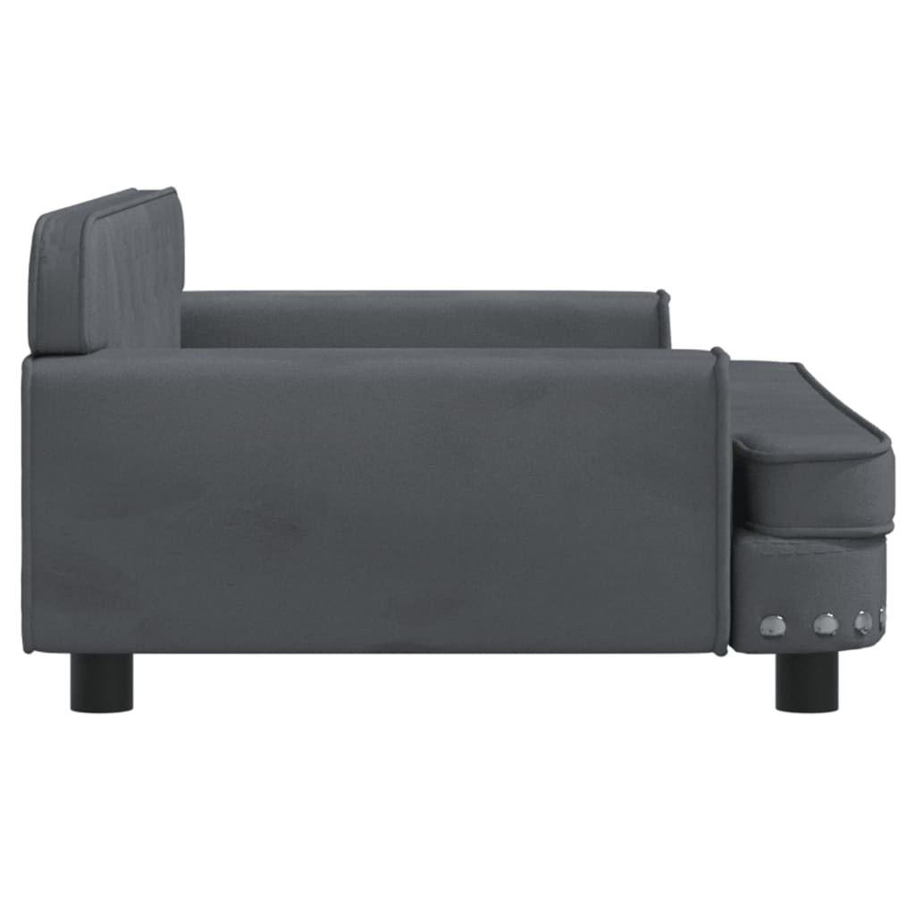 Cama Para Perros De Terciopelo Gris Oscuro 90x53x30 Cm / Vetonek_3