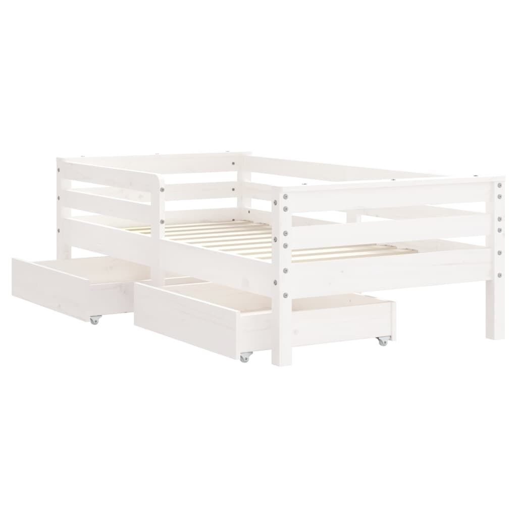 Vidaxl Estructura Cama Niños Con Cajones Madera Pino Blanco 70x140 Cm_3