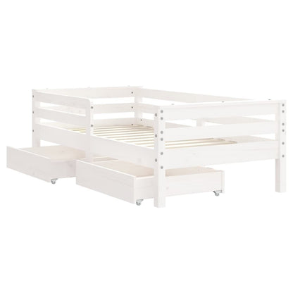 Vidaxl Estructura Cama Niños Con Cajones Madera Pino Blanco 70x140 Cm_3