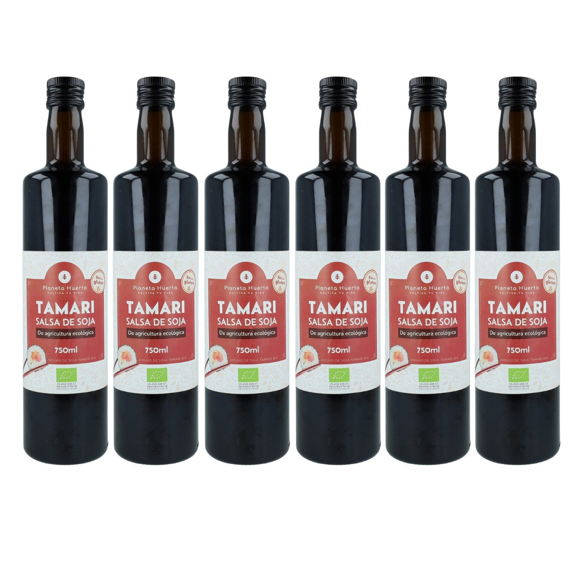 Pack 6x Salsa de soja Tamari ECO Planeta Huerto 750 ml