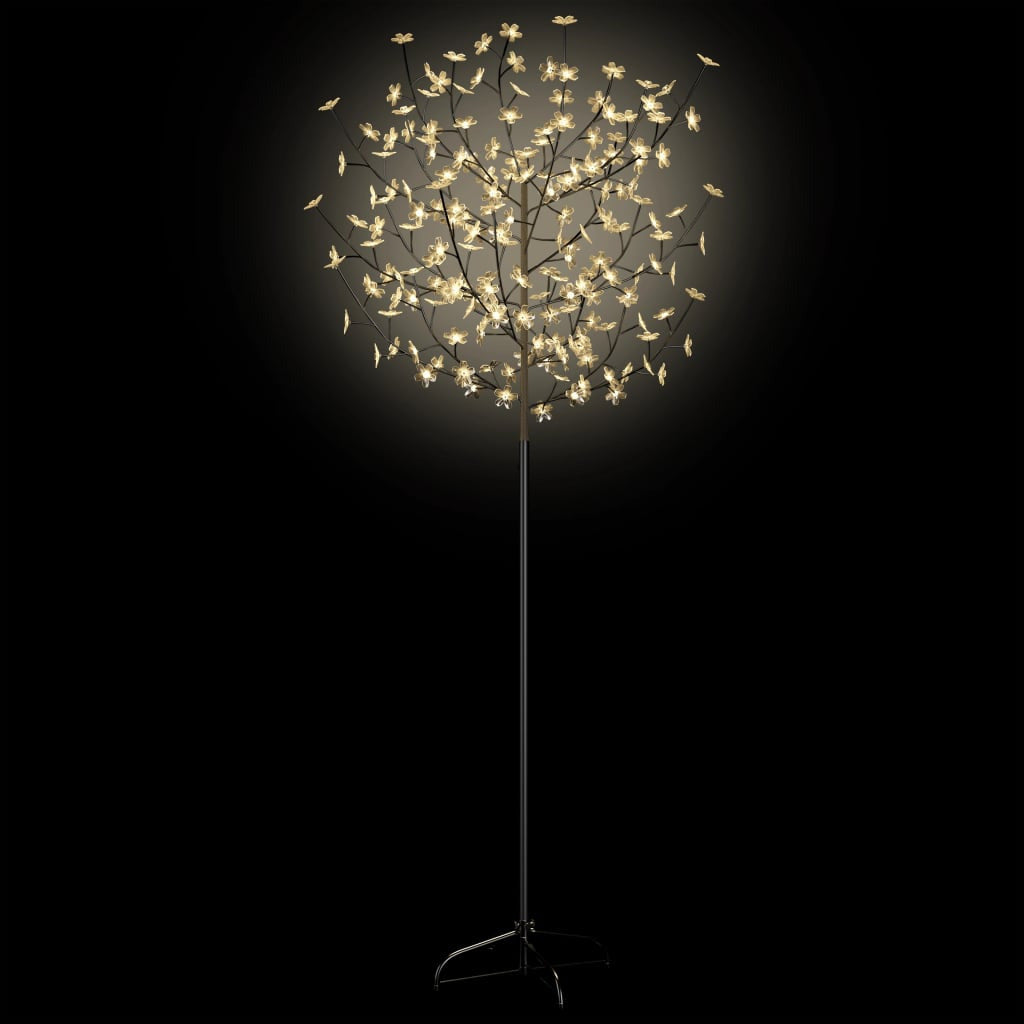 Vidaxl Árbol De Navidad 200 Leds Blanco Cálido Flores De Cerezo 180 Cm_3
