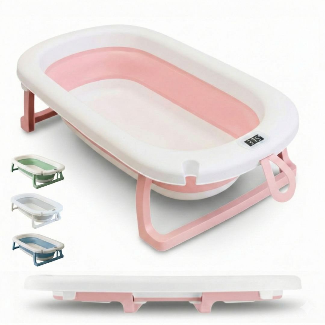 Bathby Bañera Plegable Rosa Para Bebés, Cojín Reductor, Termómetro, Patas Antideslizantes (rosa Pastel)_0
