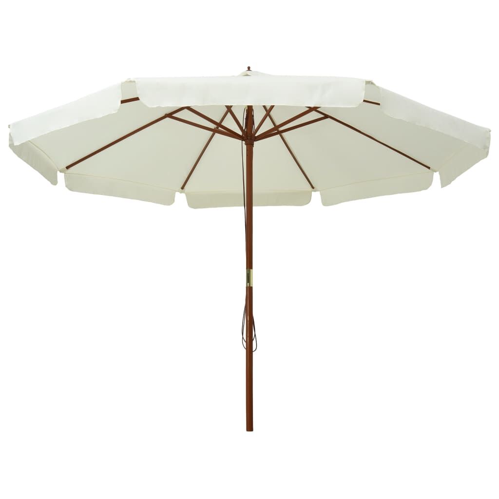 Vidaxl Sombrilla De Jardín Con Palo De Madera Blanco Arena 330 Cm_1