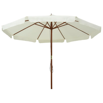 Vidaxl Sombrilla De Jardín Con Palo De Madera Blanco Arena 330 Cm_1