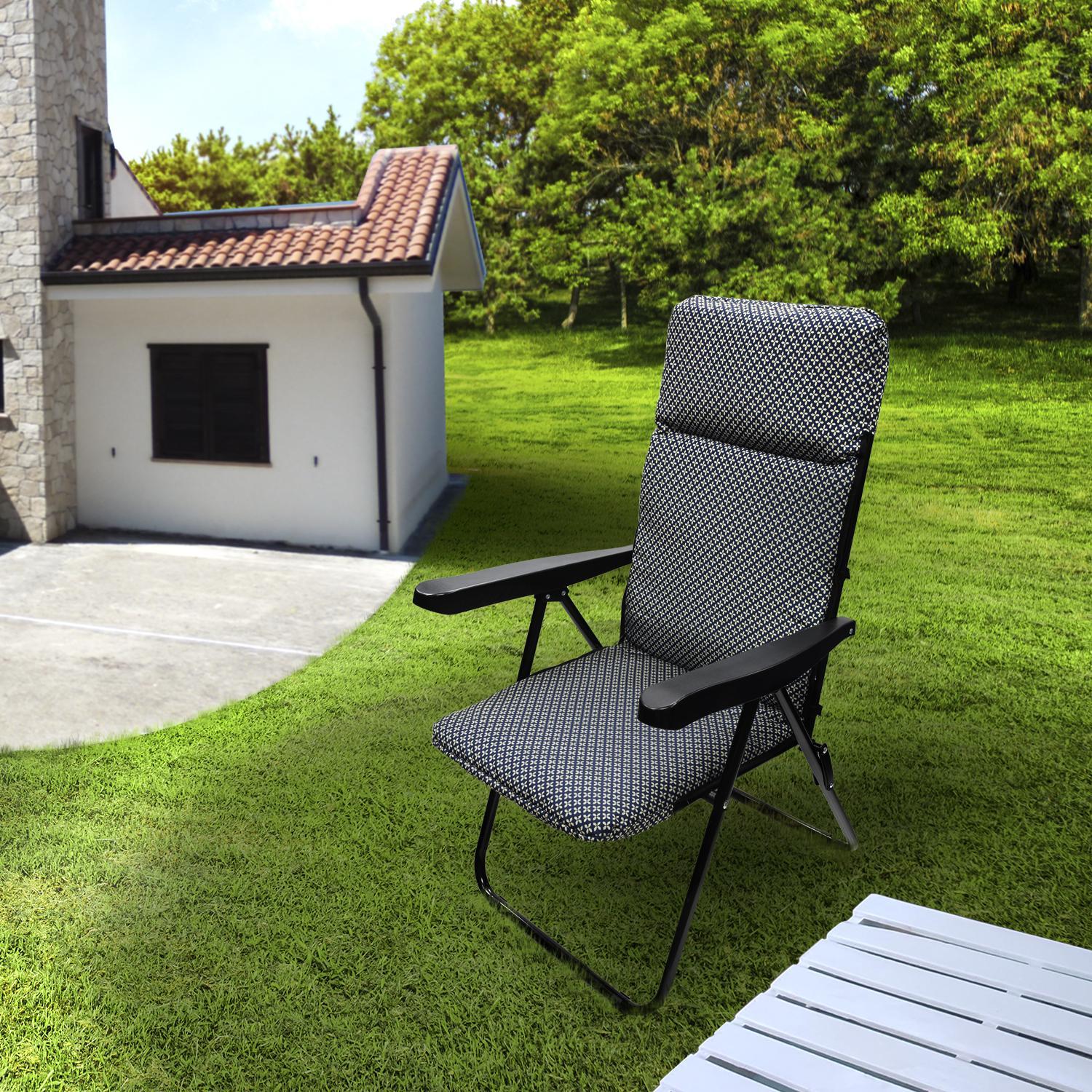 Silla Playa Acolchada, Estructura Acero Reclinable 5 Posiciones, Silla Multiposición, Silla Con Reposabrazos_2