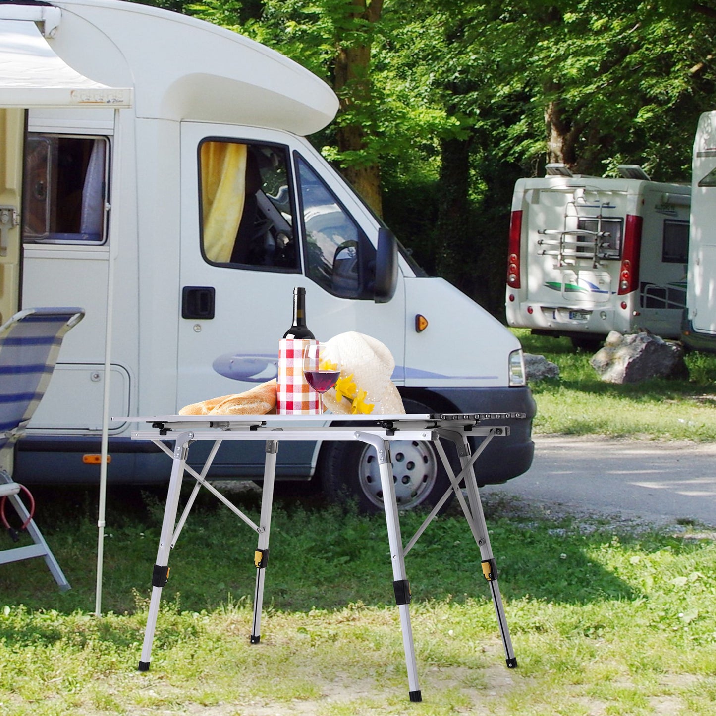 Outsunny Mesa De Picnic Plegable Con Altura Regulable De Aluminio Con Bolsa 30_1
