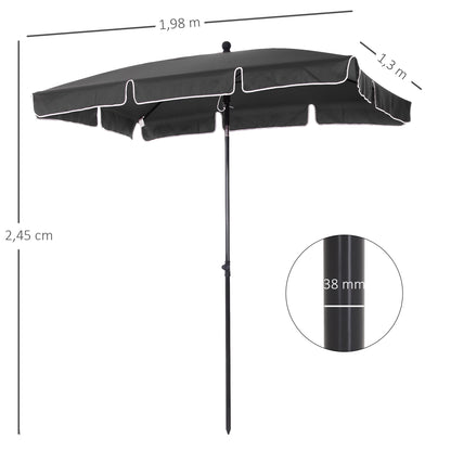 Outsunny Sombrilla De Jardín De Aluminio 2x1,3x2,5 M Gris_2