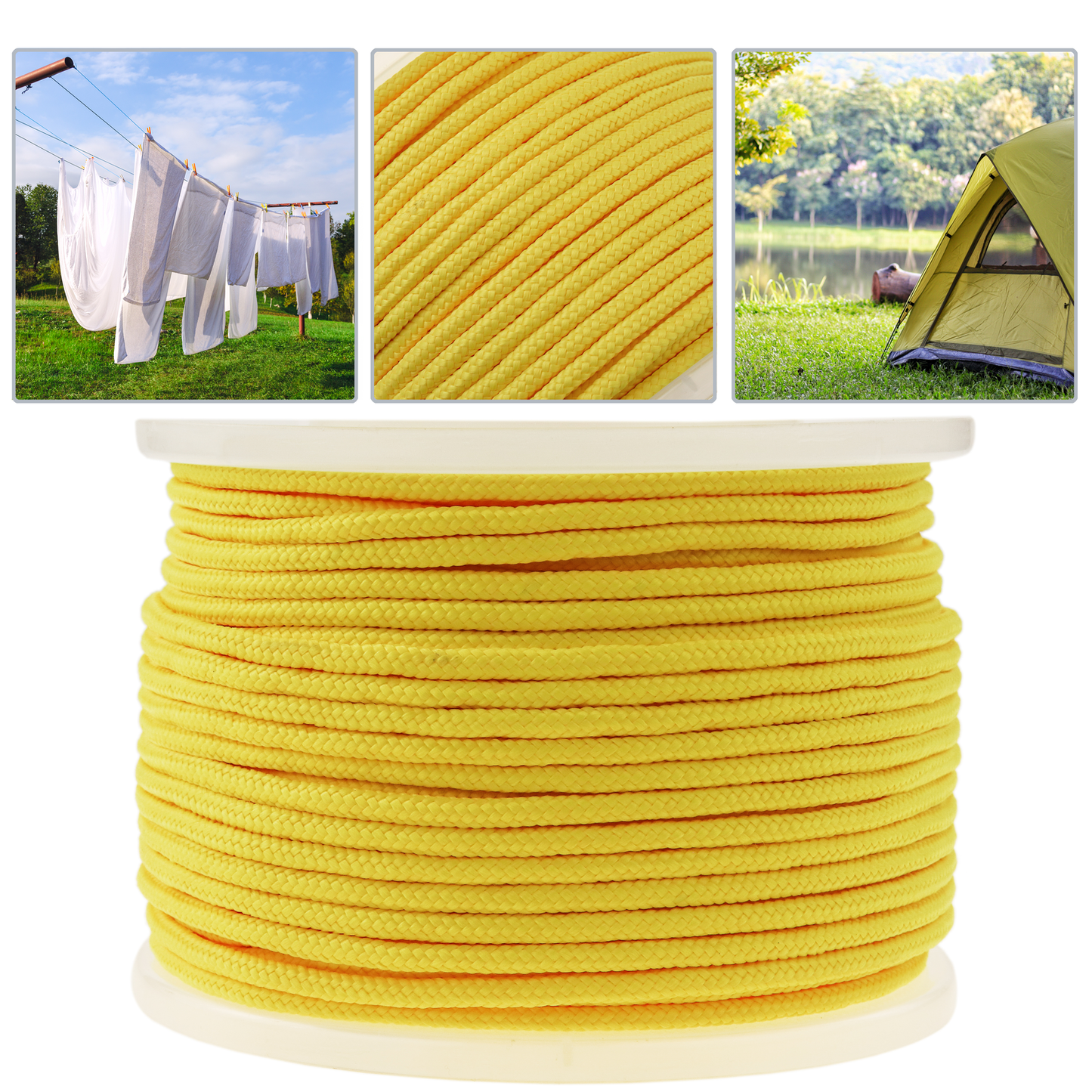 Cuerda Trenzada Multifilamento Pp 100 M X 6 Mm Amarillo_1