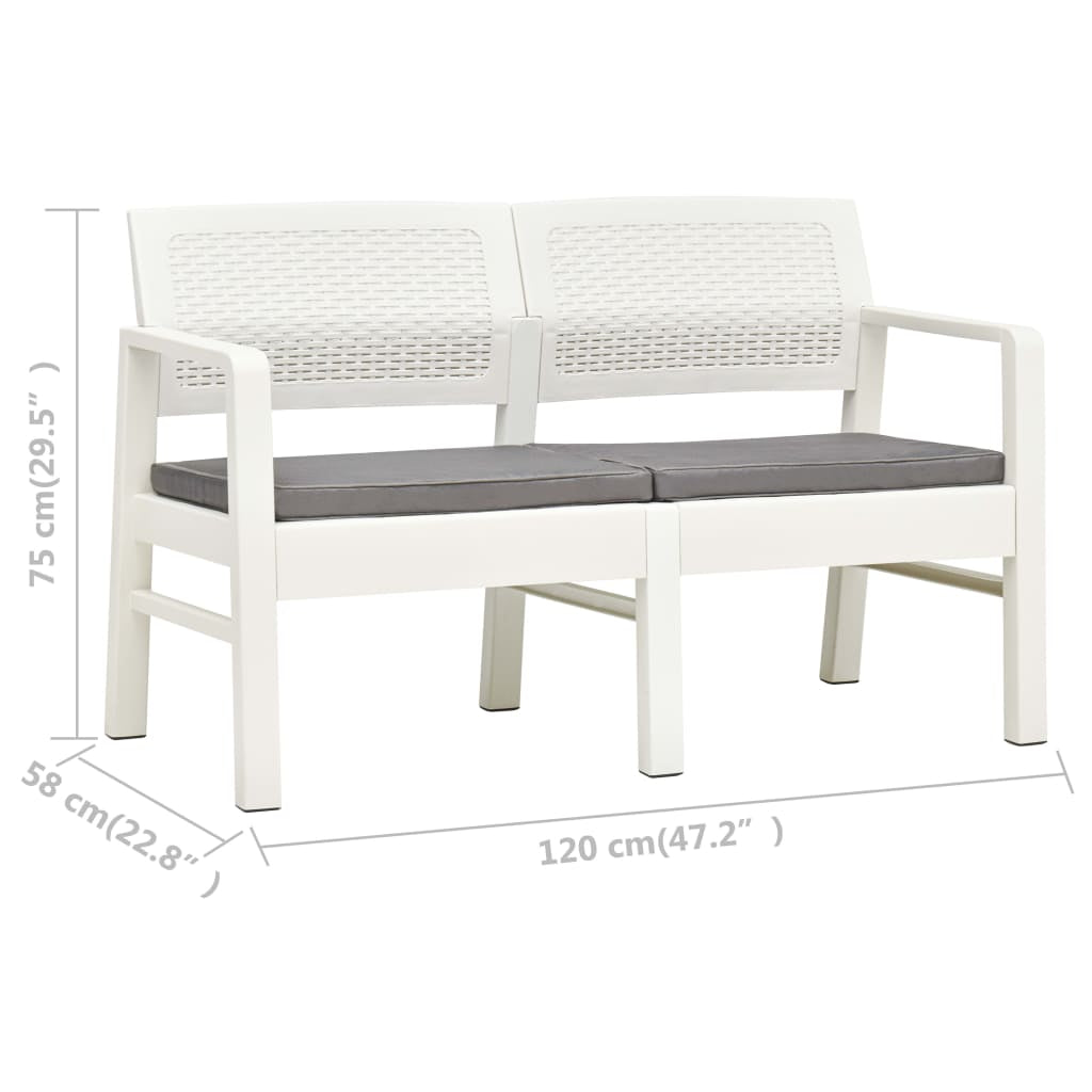 Vidaxl Banco De Jardín De 2 Plazas Con Cojines Plástico Blanco 120 Cm_2